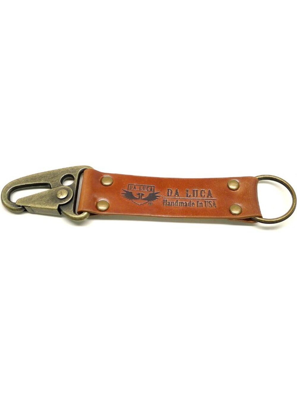 Handcrafted Leather Key Chain - Antique Brass, Durable Shell Cordovan, USA-Made